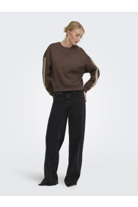 ONLY ONLBEAUTY L/S CREW NECK CS SWT coffee bean/lace irish cream