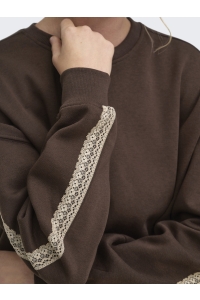 ONLY ONLBEAUTY L/S CREW NECK CS SWT coffee bean/lace irish cream
