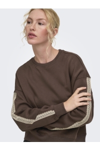 ONLY ONLBEAUTY L/S CREW NECK CS SWT coffee bean/lace irish cream