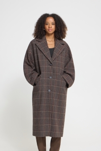 ICHI IHEMMALU JA:Outerwear cocoa brown check