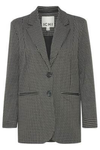 ICHI IHKATE HOUNDSTOOTH OVERSIZE BL2:Jack black/grey houndstooth
