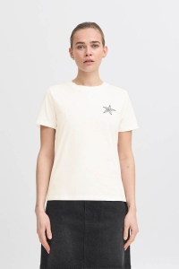 ICHI IHCAMINO SS27:T-Shirts cloud dancer w. black