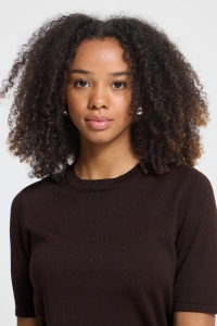 ICHI IHLULS O-NECK SS:Knit chocolate torte