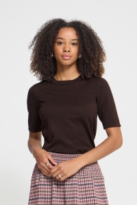 ICHI IHLULS O-NECK SS:Knit chocolate torte