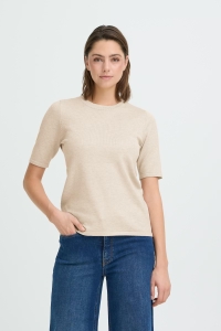 ICHI IHLULS LOOSE SS:Knit oatmeal melange