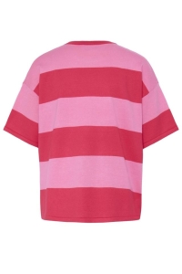 ICHI IHLULS LOOSE SS:Knit wide fiery red wild orchid str