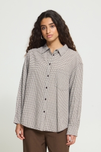 ICHI IHFEJA SH:Shirts/Blouse chicory coffee check