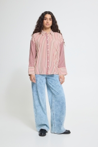 ICHI IHLOURI SH:Shirts/Blouse rhododendron/white stripe