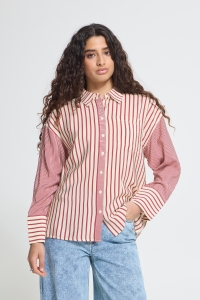 ICHI IHLOURI SH:Shirts/Blouse rhododendron/white stripe