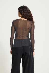 ICHI IHNOVIOLA LS2:T-Shirts black with black stones