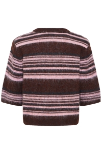 ICHI IHALLO SS:Knit fudge w pink stripes