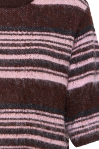 ICHI IHALLO SS:Knit fudge w pink stripes