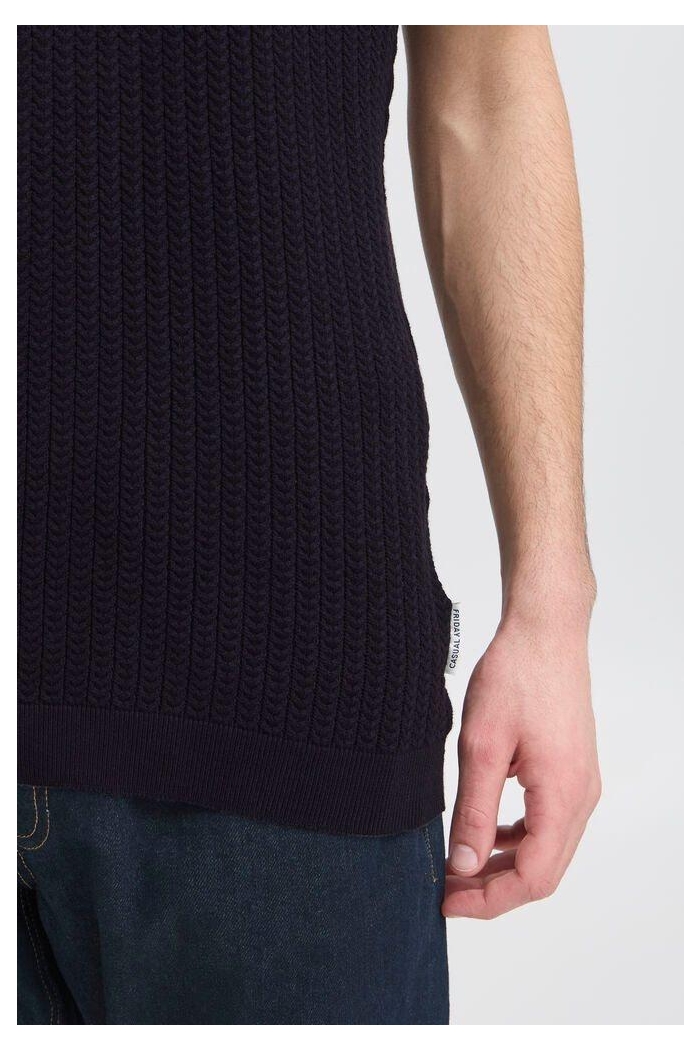 Casual Friday CFKARL structured knit polo:Knit dark navy