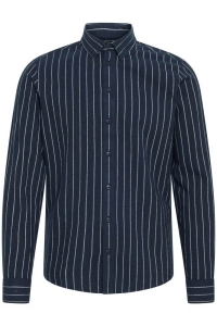 Casual Friday CFMACE LS BU striped shirt - brushe: navy blazer