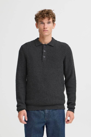 Casual Friday CFGAHN 1X1 RIB POLO KNIT:Knit