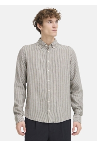 CFHANES LS LINEN MIX SHIRT:Shirts/Bl major brown