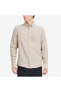 CFHANES LINEN MIX LS SHIRT:Shirts/Bl silver sage