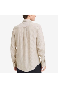 CFHANES LINEN MIX LS SHIRT:Shirts/Bl silver sage