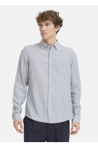 CFHANES LINEN MIX LS SHIRT:Shirts/Bl bering sea melange