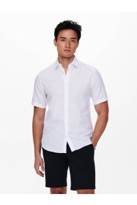ONLY&SONS ONSCAIDEN LIFE SS SOLID LINEN SHIRT white