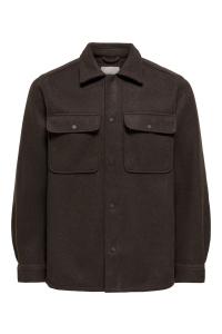 Only and Sons ONSASH OVR WOOLEN LOOK PKT LS SHIRT: demitasse/melange