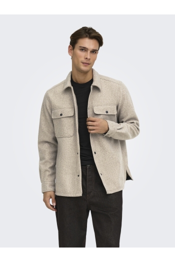 Only and Sons ONSASH OVR WOOLEN LOOK PKT LS SHIRT: Heren