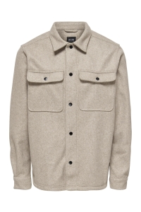 Only and Sons ONSASH OVR WOOLEN LOOK PKT LS SHIRT: chinchilla