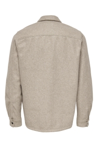 Only and Sons ONSASH OVR WOOLEN LOOK PKT LS SHIRT: chinchilla