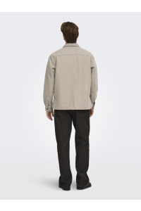 Only and Sons ONSASH OVR WOOLEN LOOK PKT LS SHIRT: chinchilla