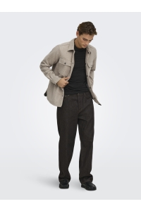 Only and Sons ONSASH OVR WOOLEN LOOK PKT LS SHIRT: chinchilla