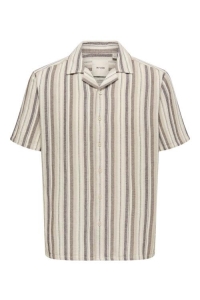 Only and Sons ONSTREV LIFE REG STRUC STRIPE SS SH: gardenia/coffee bean / teak / ir