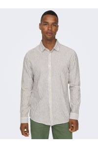 ONLY&SONS ONSCAIDEN LS STRIPE LINEN SHIRT 660: chinchilla