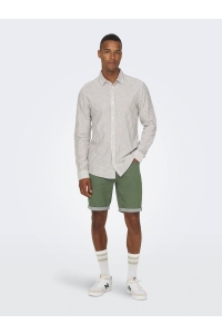ONLY&SONS ONSCAIDEN LS STRIPE LINEN SHIRT 660: chinchilla