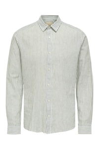 ONLY&SONS ONSCAIDEN LS STRIPE LINEN SHIRT 660: sea spray