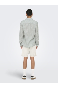 ONLY&SONS ONSCAIDEN LS STRIPE LINEN SHIRT 660: sea spray