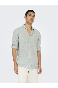 ONLY&SONS ONSCAIDEN LS STRIPE LINEN SHIRT 660: sea spray