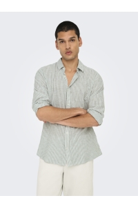 ONLY&SONS ONSCAIDEN LS STRIPE LINEN SHIRT 660: sea spray