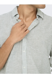 ONLY&SONS ONSCAIDEN LS STRIPE LINEN SHIRT 660: sea spray