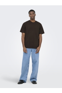 Only and Sons ONSKIAN LIFE REG SEERSUCKER SS TEE : coffee bean