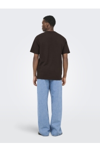 Only and Sons ONSKIAN LIFE REG SEERSUCKER SS TEE : coffee bean