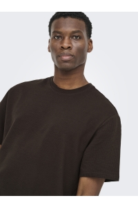 Only and Sons ONSKIAN LIFE REG SEERSUCKER SS TEE : coffee bean