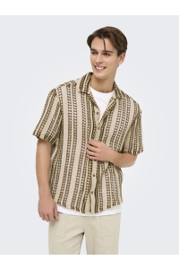 Only and Sons ONSDANI CROCHET SS SHIRT NOOS cloud dancer/brown