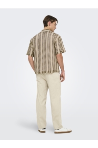 Only and Sons ONSDANI CROCHET SS SHIRT NOOS cloud dancer/brown