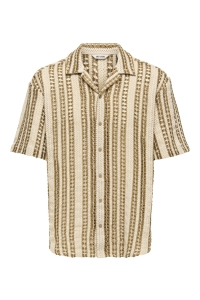 Only and Sons ONSDANI CROCHET SS SHIRT NOOS cloud dancer/brown
