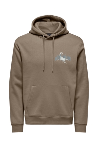 ONLY&SONS ONSBERNIE REG HOODIE SWEAT caribou/white scorpion