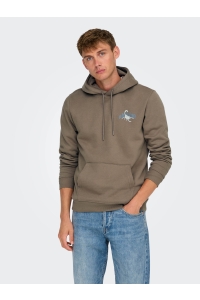 ONLY&SONS ONSBERNIE REG HOODIE SWEAT caribou/white scorpion