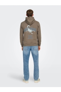 ONLY&SONS ONSBERNIE REG HOODIE SWEAT caribou/white scorpion