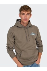 ONLY&SONS ONSBERNIE REG HOODIE SWEAT caribou/white scorpion