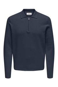 ONLY&SONS ONSCOOPER REG LS 12 HALF ZIP POLO N: blue nights