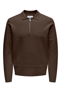 ONLY&SONS ONSCOOPER REG LS 12 HALF ZIP POLO N: demitasse